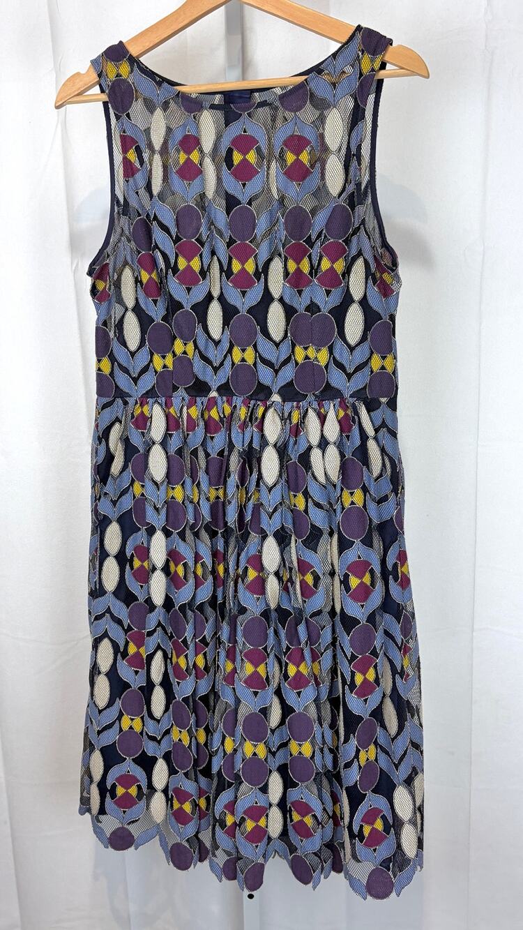 MAEVE Anthropologie Chelan Dress Lace Overlay Sleeveless Blue Purple Size 12